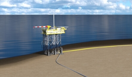 Artist’s impression van het door HSM Offshore Energy te bouwen N05-A gasproductieplatform. (Afb.: ONE-Dyas)