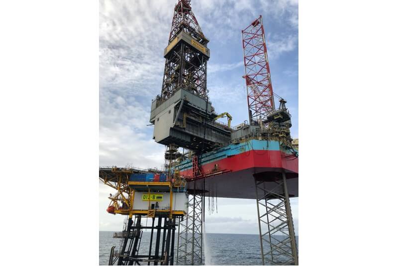 Met de Maersk Resolve zijn de drie D12-B productieputten geboord. Foto: Wintershall Noordzee ©